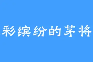 五彩缤纷的茅将军
