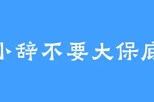 小辞不要大保底