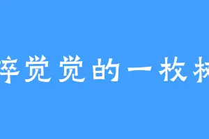 碎觉觉的一枚树
