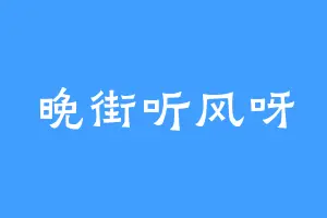 晚街听风呀