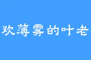 喜欢薄雾的叶老祖