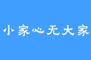 小家心无大家